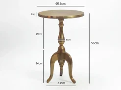 Beistelltisch Gold 35cm Aluminium Metall Wohnzimmertisch Couchtisch Alu Rund