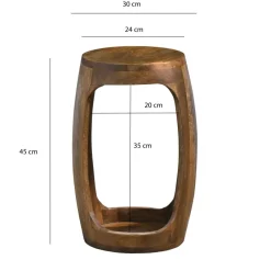 Beistelltisch Mango Massivholz rund 30cm Couchtisch mit Fach Wohnzimmertisch