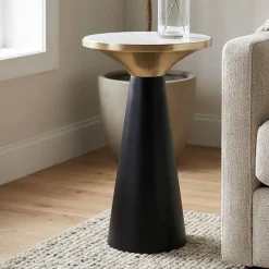Beistelltisch Marmor Anstelltisch Metall Wohnzimmertisch Dekotisch Couchtisch