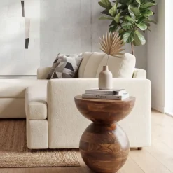 Beistelltisch Massivholz 35cm Couchtisch Wohnzimmertisch Rund Tisch Holz Klein