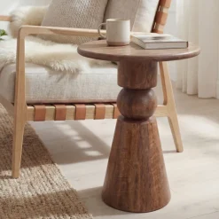 Beistelltisch Massivholz 35cm Couchtisch Wohnzimmertisch Dekotisch Rund Tisch