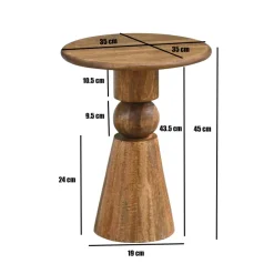 Beistelltisch Massivholz 35cm Couchtisch Wohnzimmertisch Dekotisch Rund Tisch