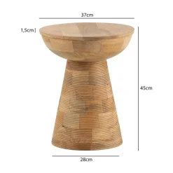 Beistelltisch Massivholz Ø37cm Rund Wohnzimmertisch Klein Couchtisch Dekotisch