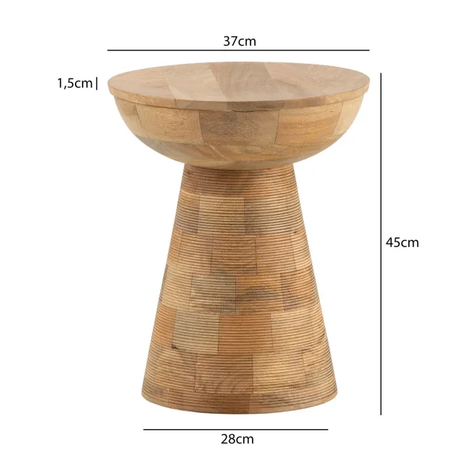 Beistelltisch Massivholz Ø37cm Rund Wohnzimmertisch Klein Couchtisch Dekotisch
