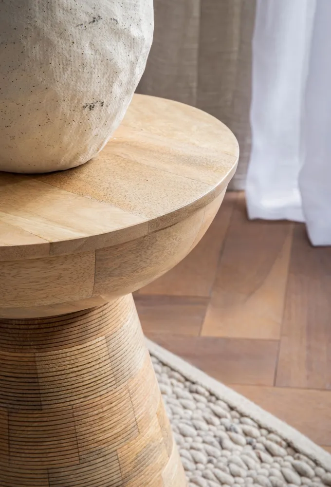 Beistelltisch Massivholz Ø37cm Rund Wohnzimmertisch Klein Couchtisch Dekotisch