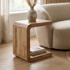 Beistelltisch Massivholz 45cm Couchtisch Wohnzimmertisch C Form Holz Handmade
