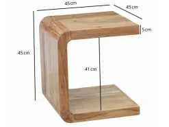 Beistelltisch Massivholz 45cm Couchtisch Wohnzimmertisch C Form Holz Handmade