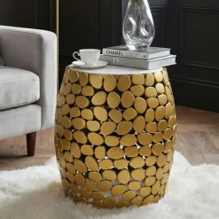 Beistelltisch rund 40cm Metall Couchtisch Marmor Alu Wohnzimmertisch Dekotisch