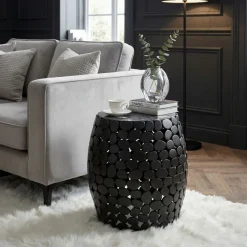 Beistelltisch rund 40cm Metall Couchtisch Marmor Alu Wohnzimmertisch Dekotisch