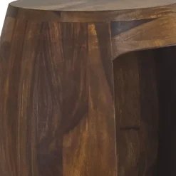 Beistelltisch Sheesham Massivholz rund 30cm Couchtisch mit Fach Wohnzimmertisch