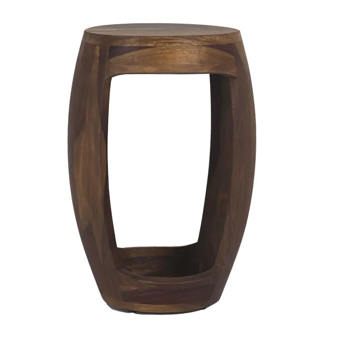 Beistelltisch Sheesham Massivholz rund 30cm Couchtisch mit Fach Wohnzimmertisch