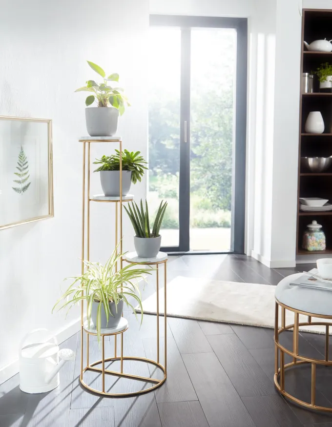 Blumenständer FineBuy Blumensäule 36,5x107,5x36,5 cm Marmor Weiß Pflanzenständer