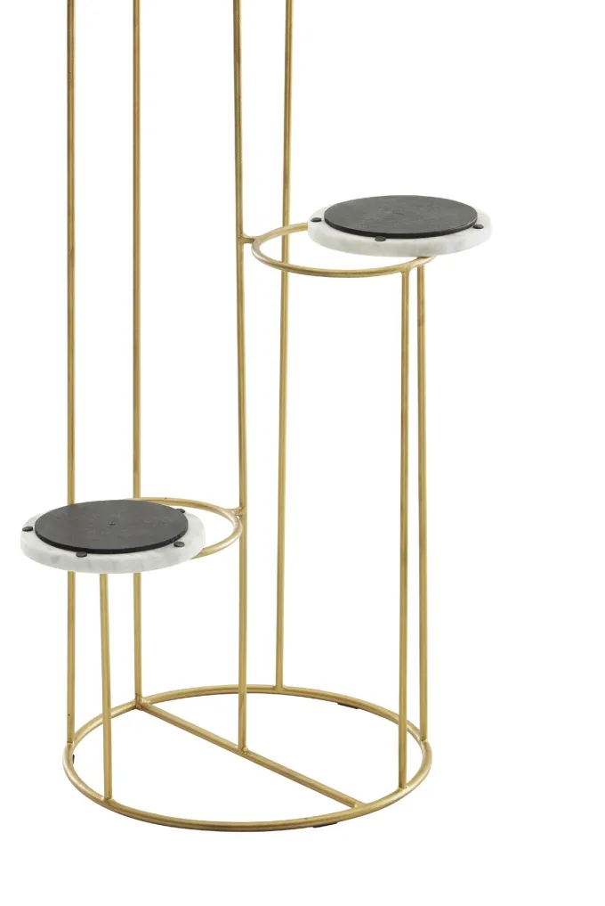 Blumenständer FineBuy Blumensäule 36,5x107,5x36,5 cm Marmor Weiß Pflanzenständer
