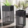 Blumentopf FineBuy Pflanzenkübel 2er Set Metall Schwarz Quadratisch Pflanzgefäß