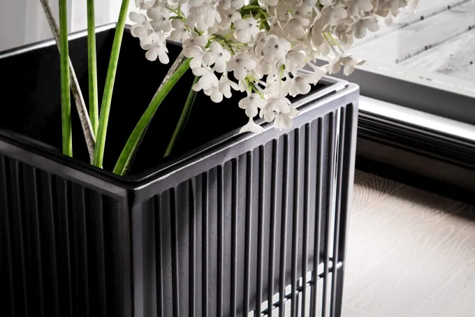 Blumentopf FineBuy Pflanzenkübel 2er Set Metall Schwarz Quadratisch Pflanzgefäß