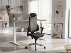 Bürostuhl Ergonomisch Stoff Schwarz Drehstuhl Büro Sessel Chefsessel Kopfstütze