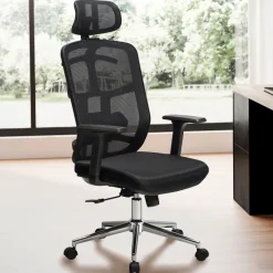 Bürostuhl FineBuy Schreibtischstuhl Mesh Schwarz Drehstuhl Ergonomisch 120 kg