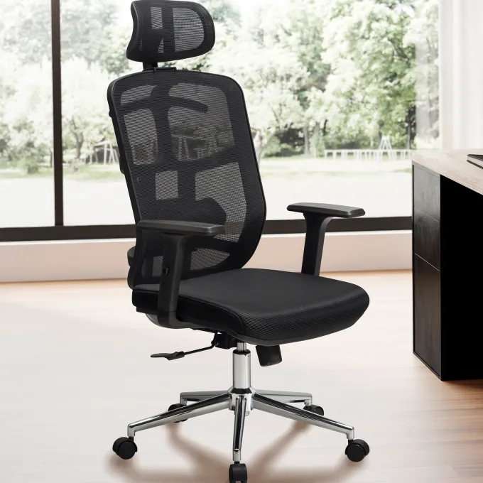 Bürostuhl FineBuy Schreibtischstuhl Mesh Schwarz Drehstuhl Ergonomisch 120 kg