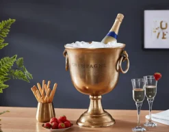 Champagnerkühler FineBuy Flaschenkühler 28,5x37,5x28,5 cm Sektkühler Groß Massiv