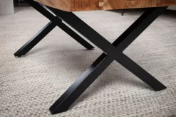 Couchtisch Akazie Massiv 120cm · Wohnzimmertisch Baumkante schwarzes X-Gestell