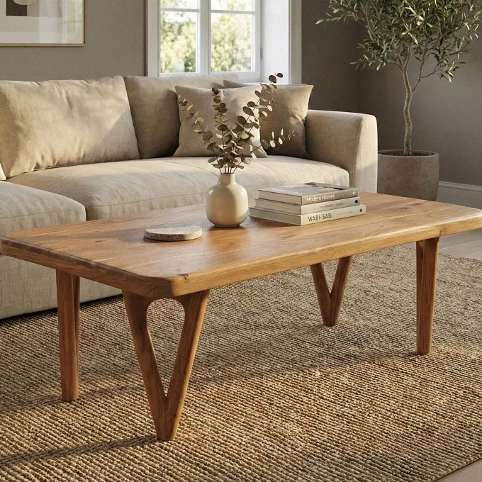 Couchtisch Akazie Massivholz Sofatisch Wohnzimmertisch Loungetisch Landhaus