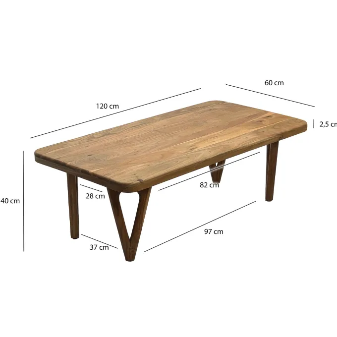 Couchtisch Akazie Massivholz Sofatisch Wohnzimmertisch Loungetisch Landhaus