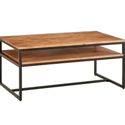 Couchtisch Akazie Massivholz 100cm rechteckig Wohnzimmertisch Ablage Loft Design