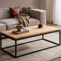 Couchtisch Akazie Massivholz 120cm Wohnzimmertisch rechteckig Industrial Design