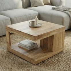 Couchtisch Akazie Massivholz 60cm Wohnzimmertisch Beistelltisch Sofatisch Ablage
