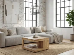 Couchtisch Akazie Massivholz 60cm Wohnzimmertisch Beistelltisch Sofatisch Ablage