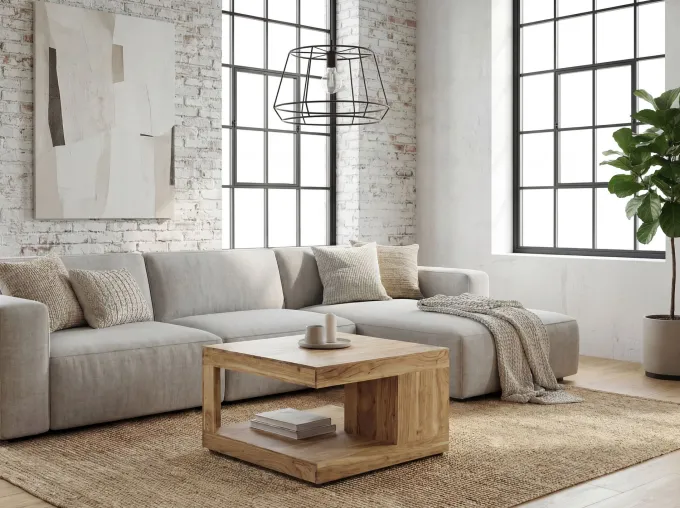 Couchtisch Akazie Massivholz 60cm Wohnzimmertisch Beistelltisch Sofatisch Ablage