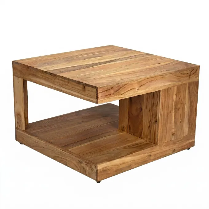 Couchtisch Akazie Massivholz 60cm Wohnzimmertisch Beistelltisch Sofatisch Ablage