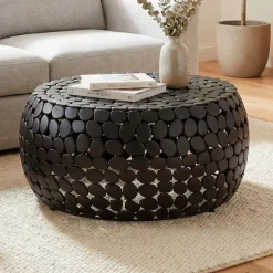 Couchtisch Aluminium Sofatisch 66cm rund Wohnzimmertisch Metall Tisch Alu modern