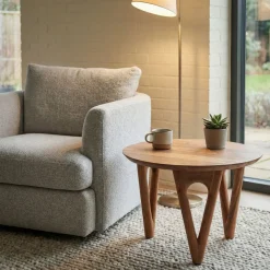 Couchtisch 60cm Akazie Massivholz Sofatisch Wohnzimmertisch Beistelltisch Rund