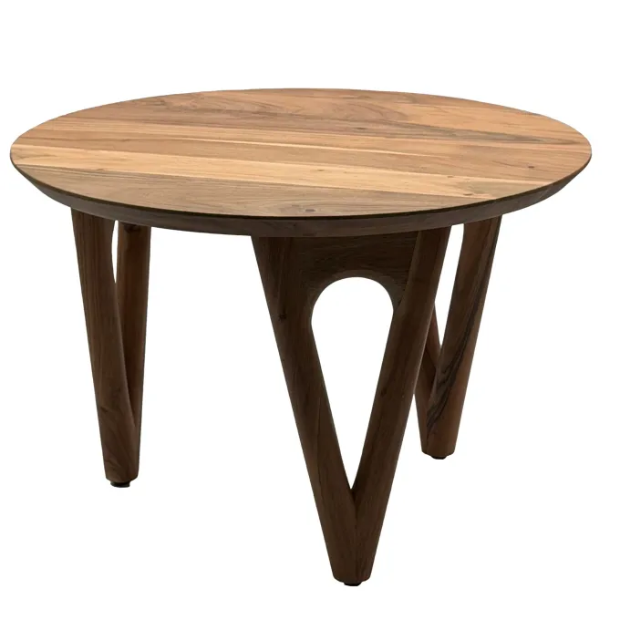 Couchtisch 60cm Akazie Massivholz Sofatisch Wohnzimmertisch Beistelltisch Rund