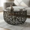 Couchtisch 60cm Alu Sofatisch Glas Wohnzimmertisch Beistelltisch Rund Metall
