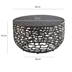 Couchtisch 60cm Alu Sofatisch Glas Wohnzimmertisch Beistelltisch Rund Metall