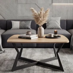 Couchtisch 75cm Eiche Optik Quadratisch Sofatisch Wohnzimmertisch Beistelltisch