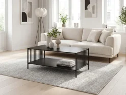 Couchtisch 110cm Eiche Optik Schwarz Sofatisch Wohnzimmertisch Beistelltisch