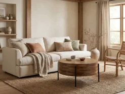 Couchtisch 70cm Mango Massivholz Rund Sofatisch Wohnzimmertisch Beistelltisch
