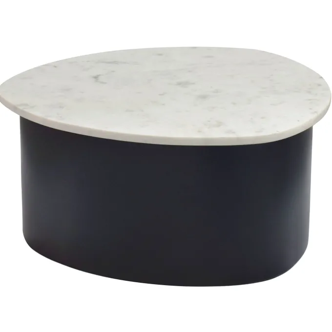 Couchtisch 63cm Marmor Weiß Wohnzimmertisch Sofatisch Metall Beistelltisch Alu