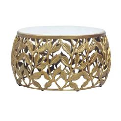 Couchtisch 60cm Marmor Wohnzimmertisch Alu Sofatisch Beistelltisch Rund Modern