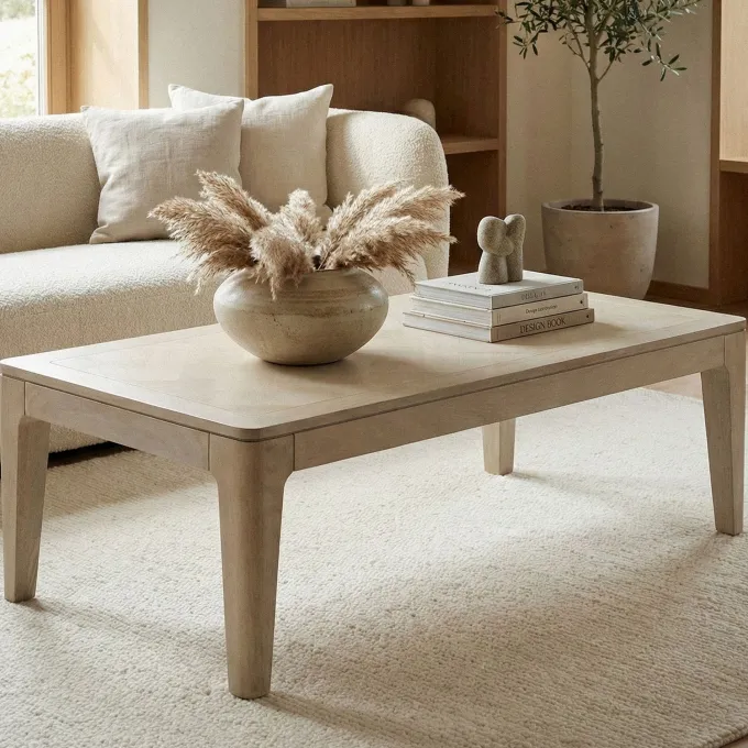 Couchtisch 120cm Massivholz Rechteckig Sofatisch Wohnzimmertisch Tisch Modern