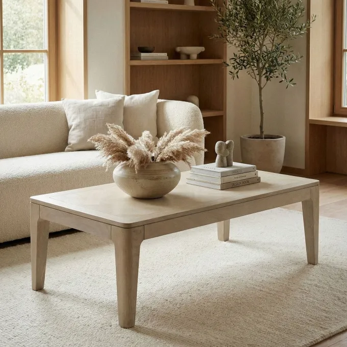 Couchtisch 120cm Massivholz Rechteckig Sofatisch Wohnzimmertisch Tisch Modern