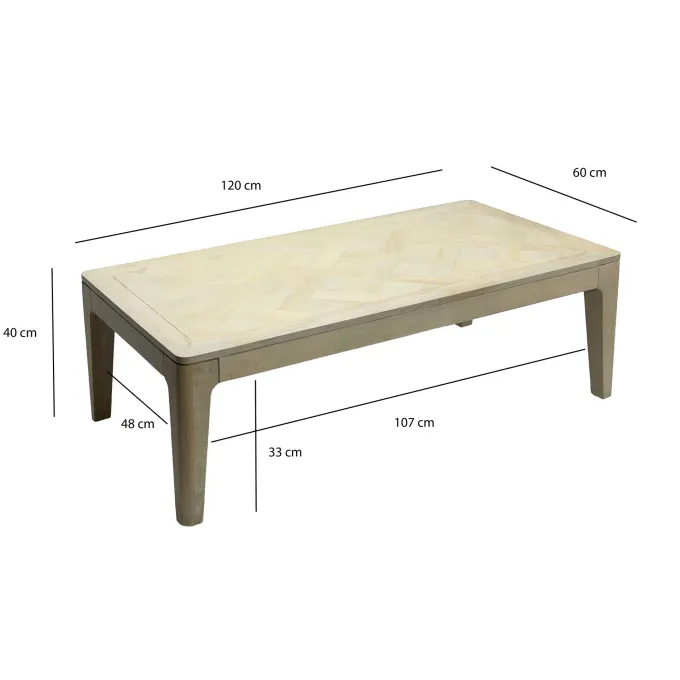 Couchtisch 120cm Massivholz Rechteckig Sofatisch Wohnzimmertisch Tisch Modern