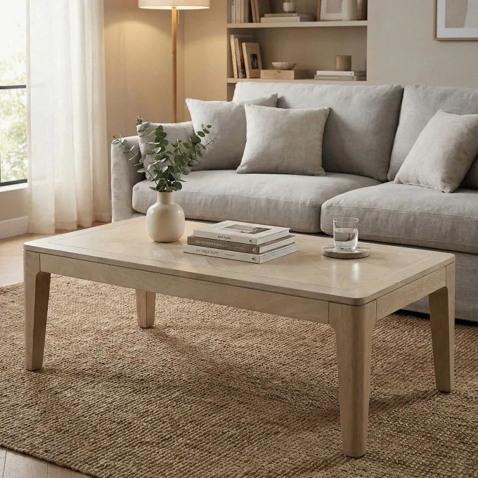 Couchtisch 120cm Massivholz Rechteckig Sofatisch Wohnzimmertisch Tisch Modern