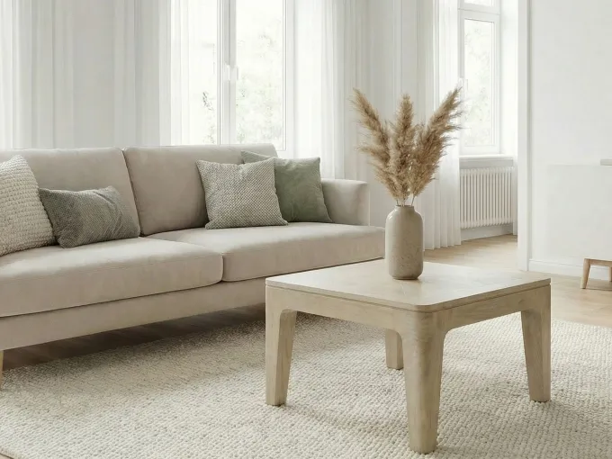 Couchtisch 60cm Massivholz white wash Sofatisch Wohnzimmertisch Beistelltisch