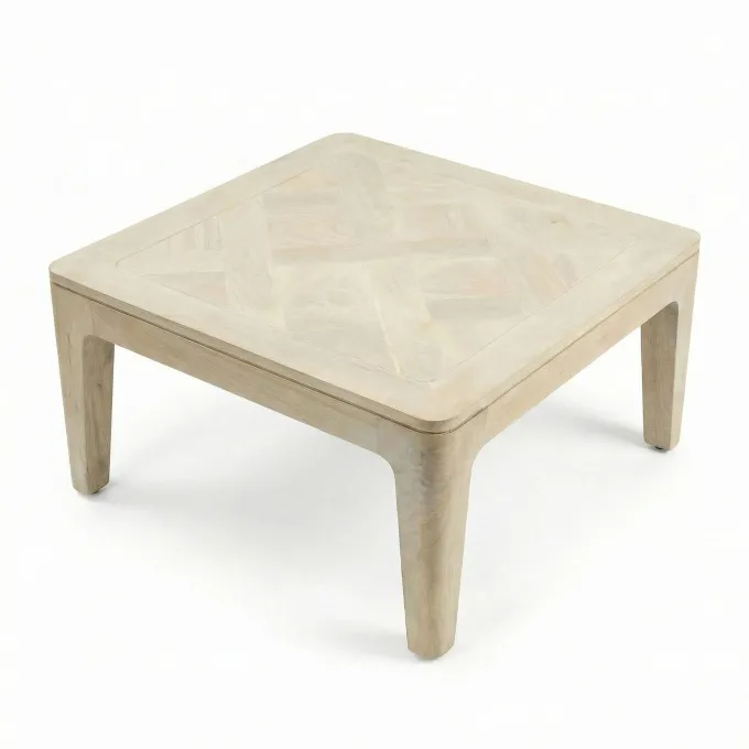 Couchtisch 60cm Massivholz white wash Sofatisch Wohnzimmertisch Beistelltisch