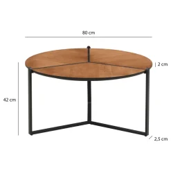 Couchtisch 80cm MDF Holzoptik Runder Sofatisch Wohnzimmertisch Beistelltisch