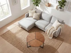 Couchtisch 80cm MDF Holzoptik Runder Sofatisch Wohnzimmertisch Beistelltisch